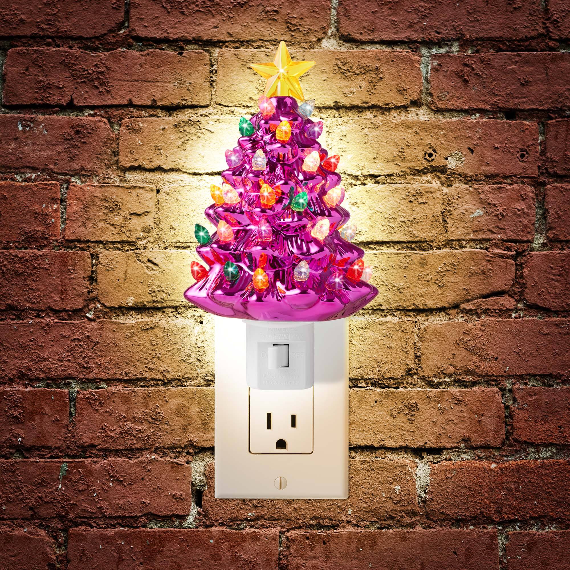 Alt View 1. Casafield - Ceramic Holiday Plug-in Vintage Decorative Night Light - Pink.