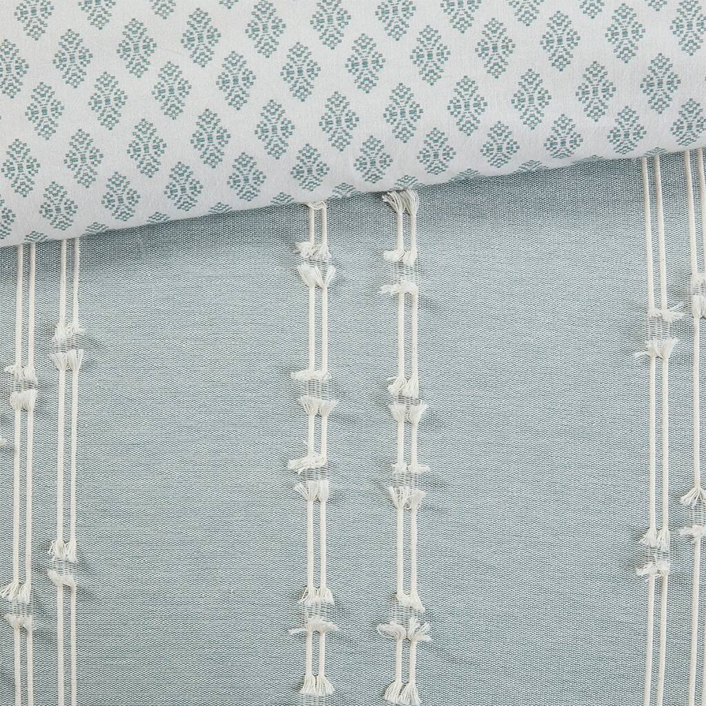 Alt View 5. Gracie Mills - Gracie Mills Trujillo 3-Piece Embroidered Stripes Cotton Jacquard Comforter Set - Aqua.