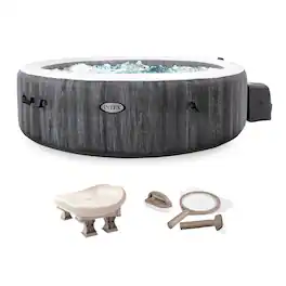 Intex - PureSpa Plus Inflatable Hot Tub, Maintenance Accessories & Inflatable Seat - Gray