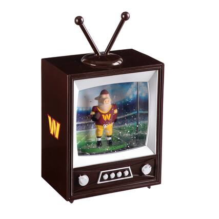 Front. Evergreen Enterprises - Washington Commanders 8" Vintage TV Water Globe Lantern with Mascot - Brown.