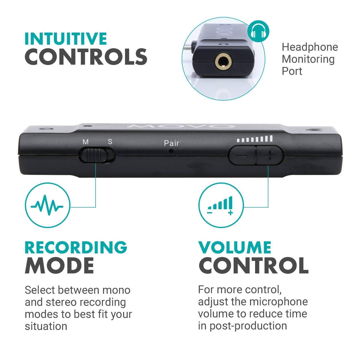 INTUITIVE CONTROLS

Headphone Monitoring Port

RECORDING MODE
Select between mono and stereo recording modes to best fit your situation

VOLUME CONTROL
For more control, adjust the microphone volume to reduce time in post-production