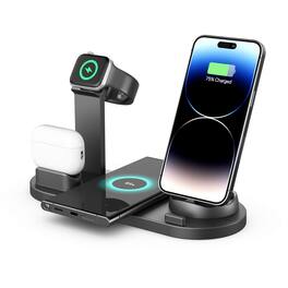 YONWAY - 4 in 1 Wireless Charger Stand Pad, Fast Charging Dock Station, Desk Phone Chargers for iPhone, Watches, Airpods