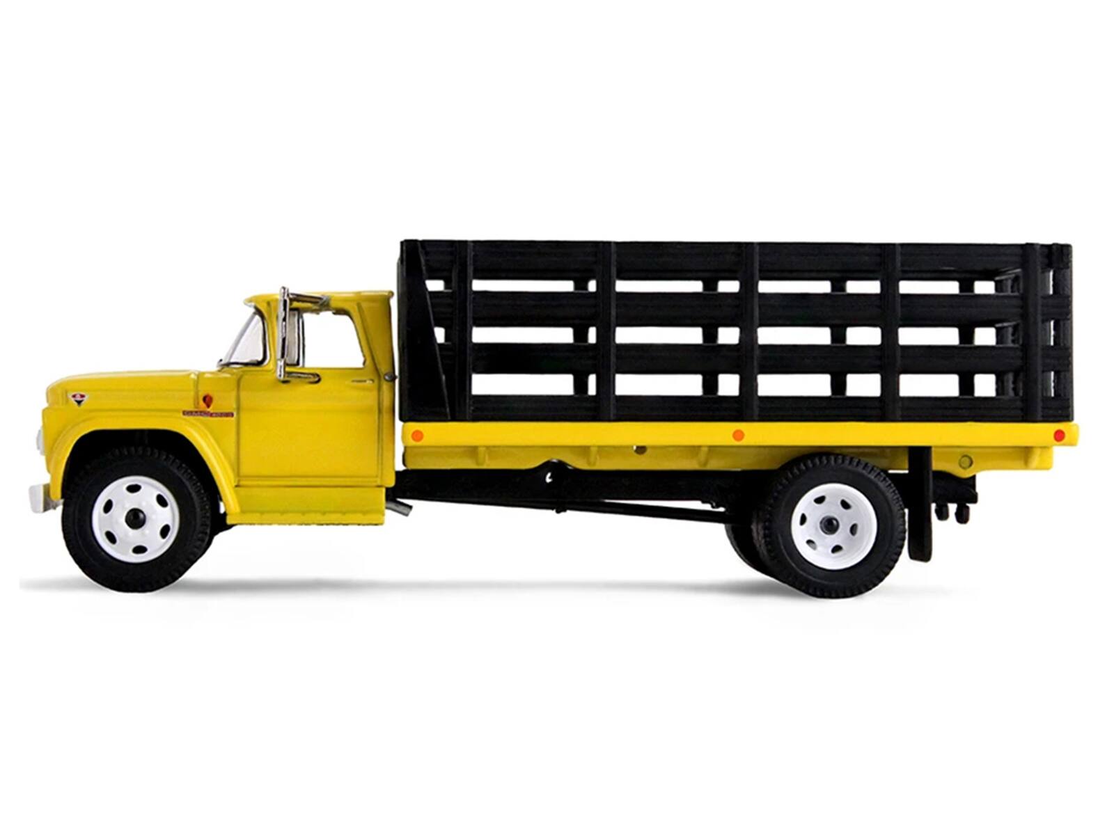 Alt View 3. First Gear - GMC 4000 Stake Truck Bright Yellow 1/64 Diecast Model by DCP/First Gear.