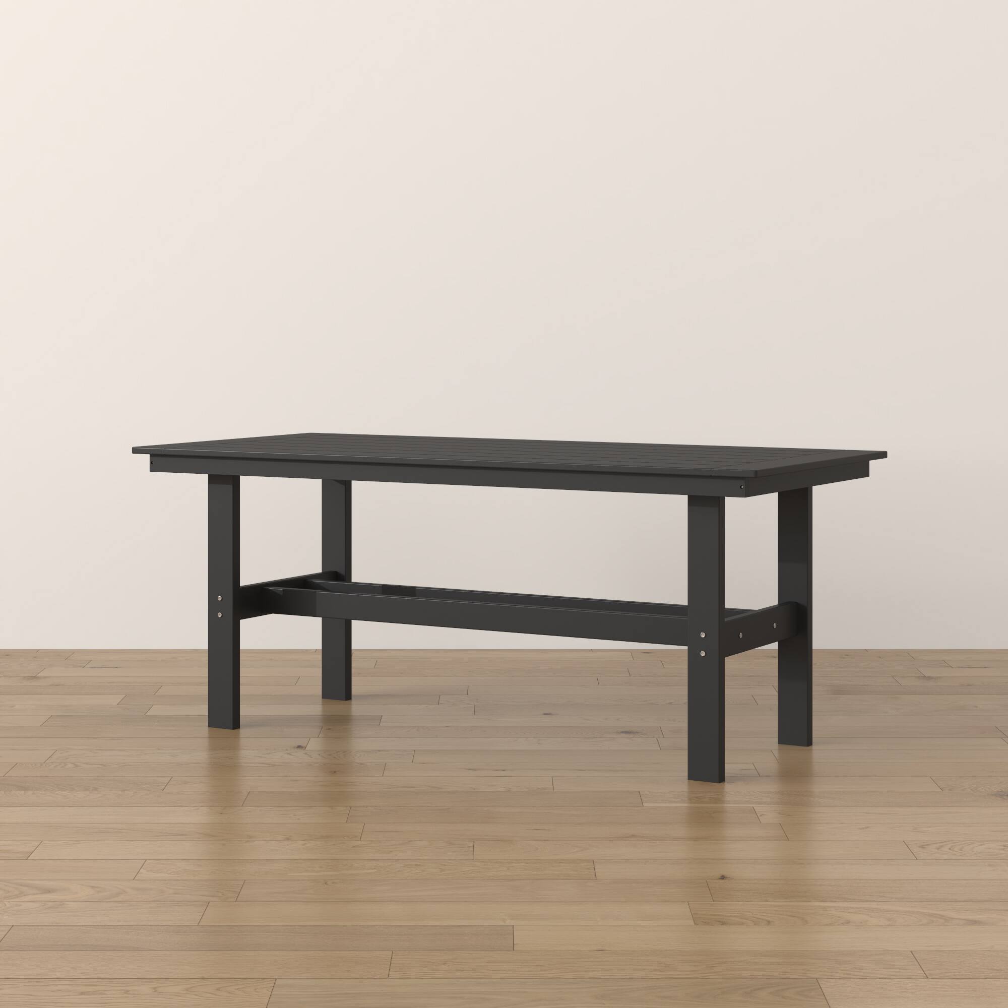 Alt View 5. Famapy - HDPE Outdoor Dining Table with Umbrella Hole & Cap-Solid Panel Patio Table for 8 People Weatherproof & Low Maintenance - Black.