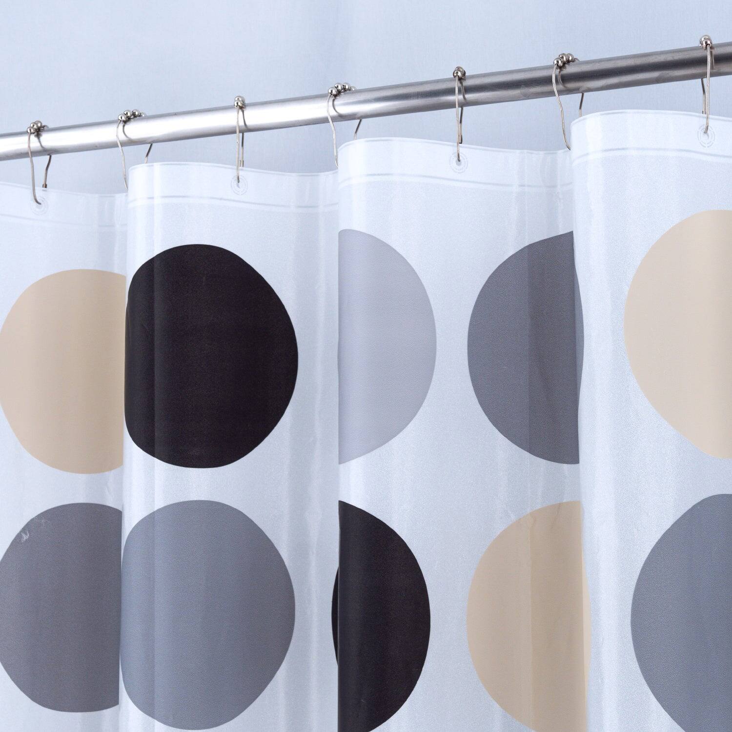 Left. RT Designers Collection - RT Designers Collection 90 GSM Printed Peva Glit Dorothy Shower Curtain 70" x 72" Charcoal - Charcoal.