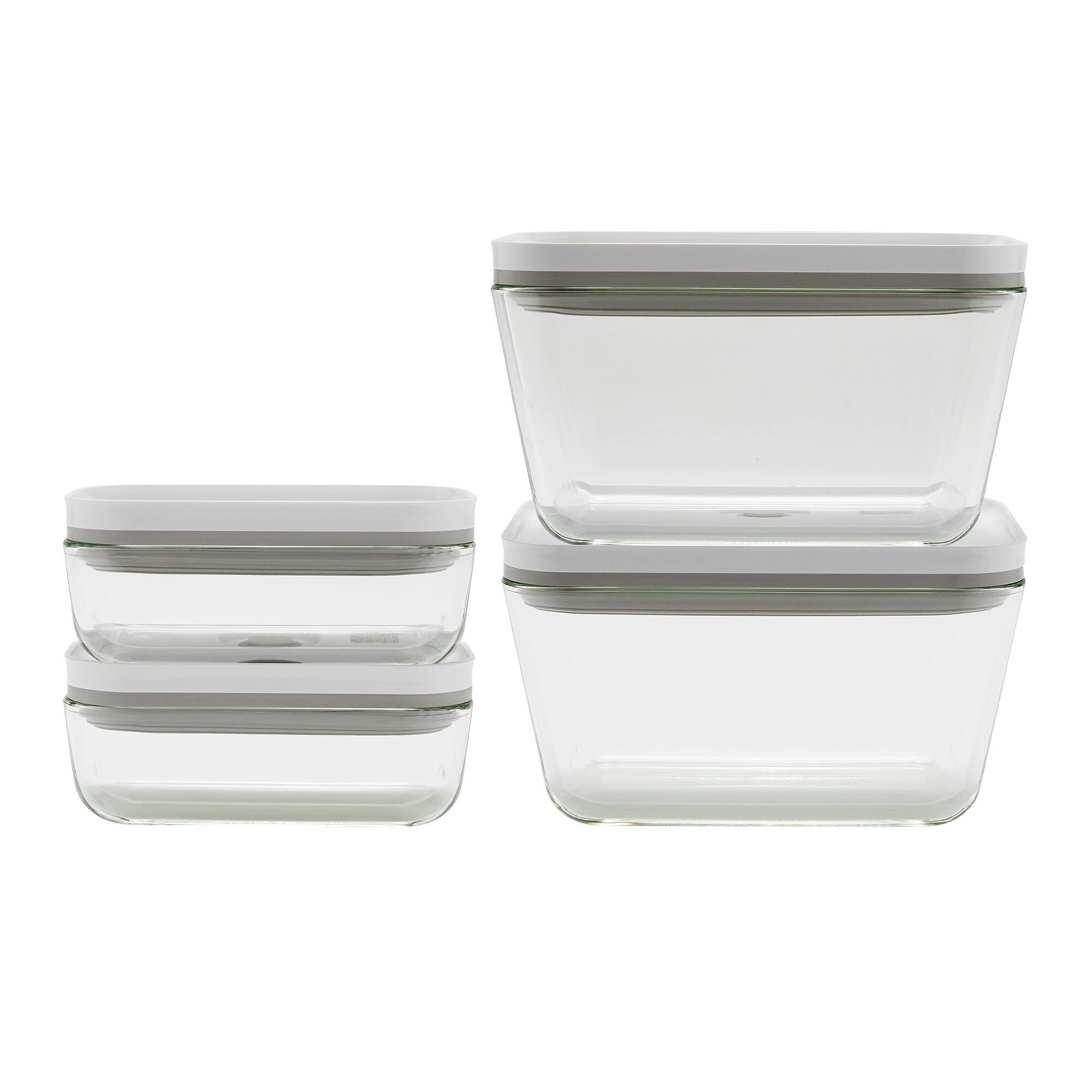 Front. ZWILLING - ZWILLING Fresh and Save Vacuum Glass 4-pc box Set, 2 x S, 2 x L containers - Clear.