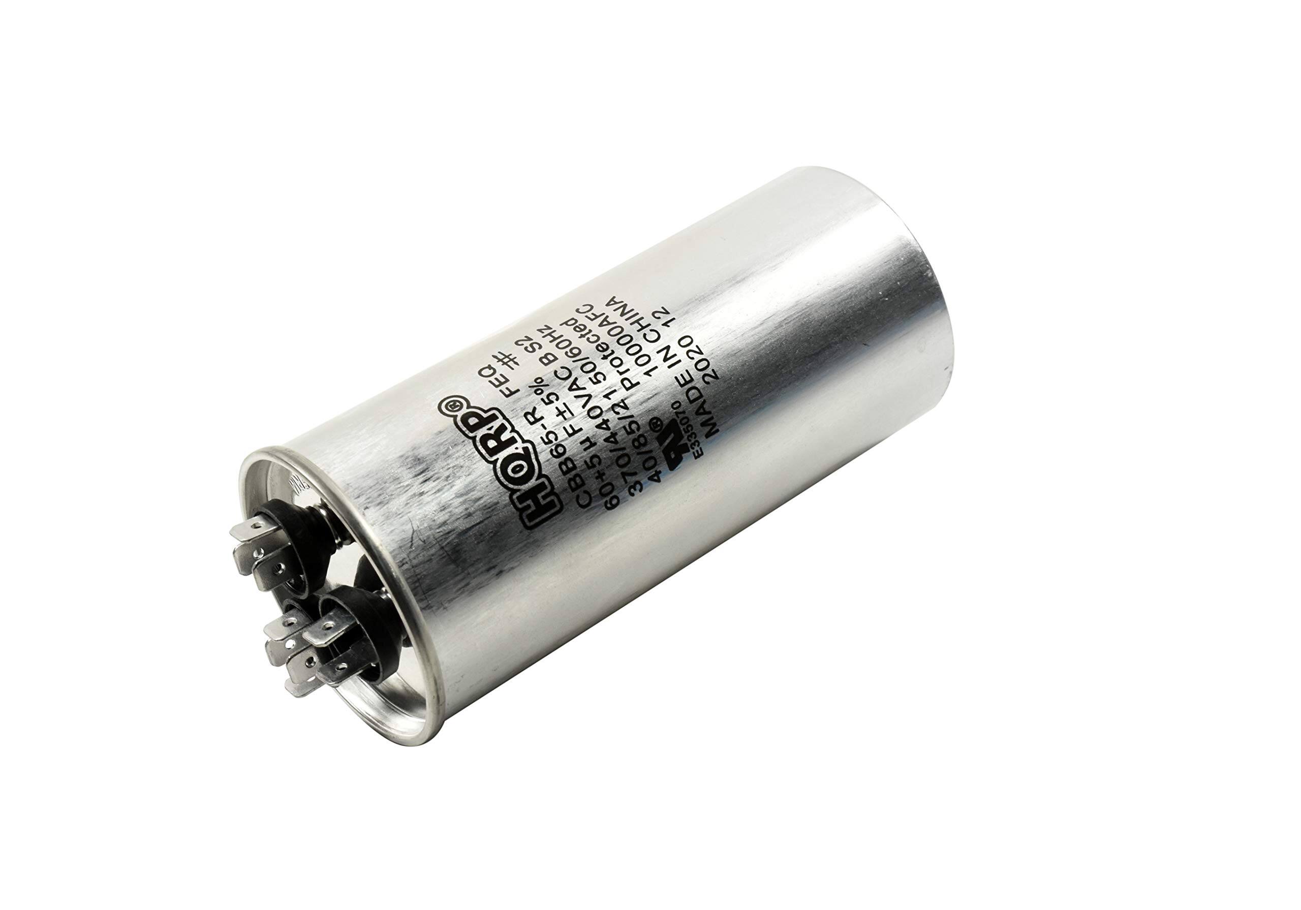 12 # S2 50/60Hz  
10000AFC IN 2020 FEQ 1 F5%  
370/440VAC  
40/85/21 A  
E335070  
MADE HQRP  
H CBB65-R  
60+5  

40+5 370μF ±5% 400VAC 50/60Hz  
CB B+5 R  
HORP  
PRODUCED IN CHINA  
2020