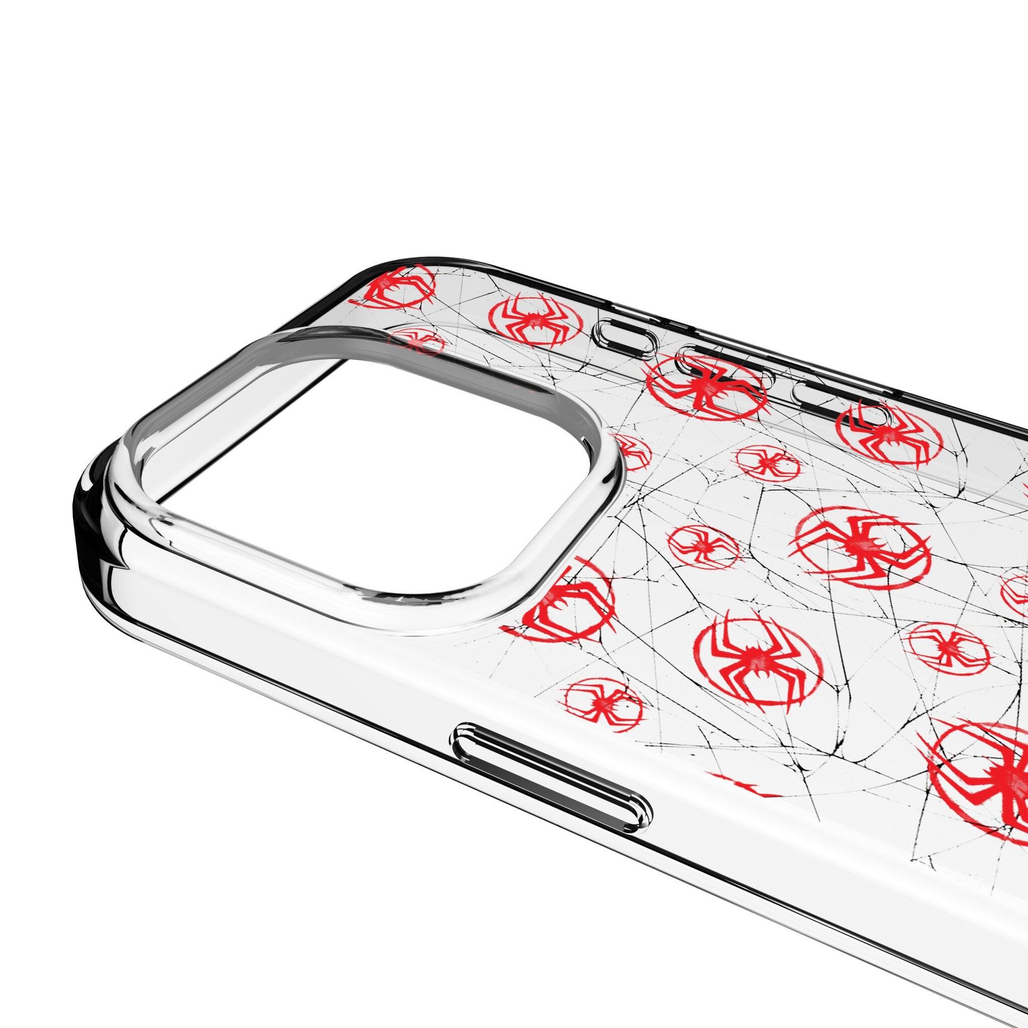 Left. Keyscaper - Marvel Pattern Clear Phone Case - Apple iPhone 14 - Miles Morales.