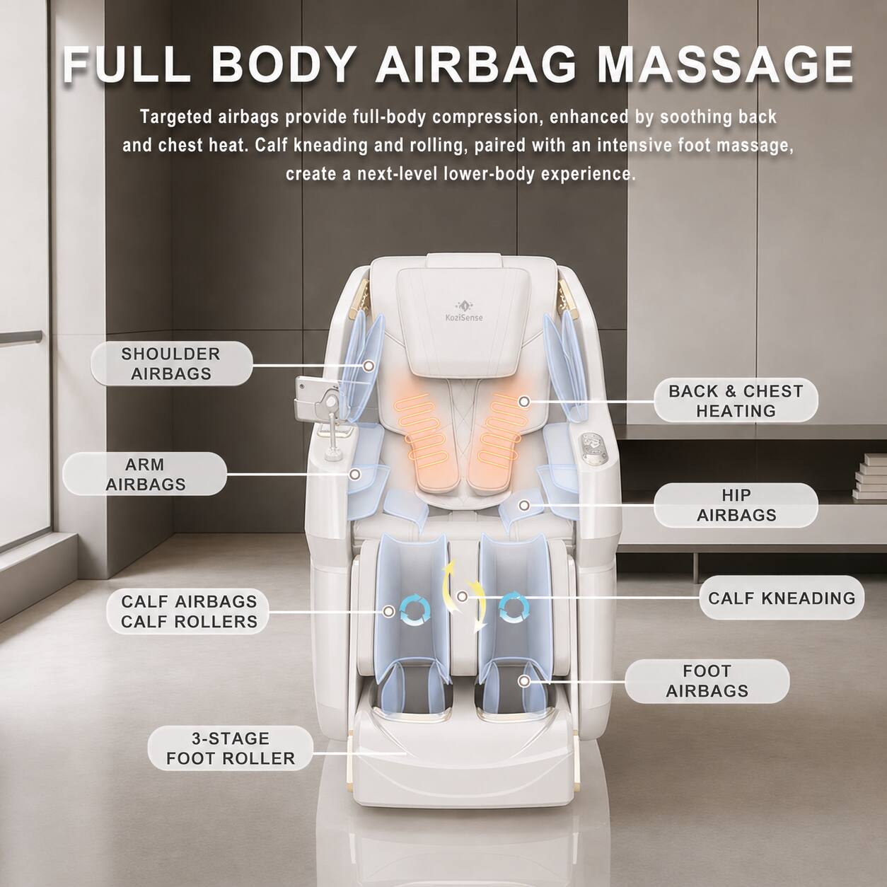 KoziSense KZ 605 4D Massage Chair,Deep Zero Gravity,Thai Stretch