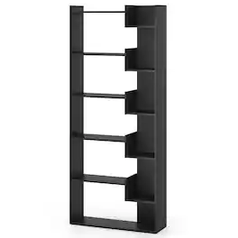 Costway - 1 PCS 6-tier Bookshelf Tall Display Shelf with 11 Open Shelves 2 Anti-tipping Kits - Black