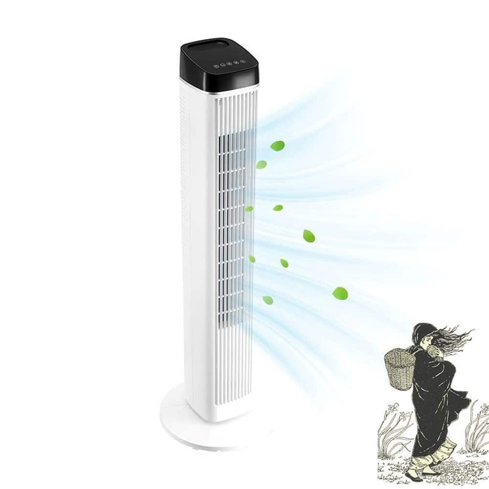 Front. Loheer - Loheer Portable Bladeless Fan with Remote Quiet Standing Tower Fan for Home Office Oscillating White.