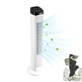 Loheer - Portable Bladeless Fan with Remote Quiet Standing Tower Fan for Home Office Oscillating White