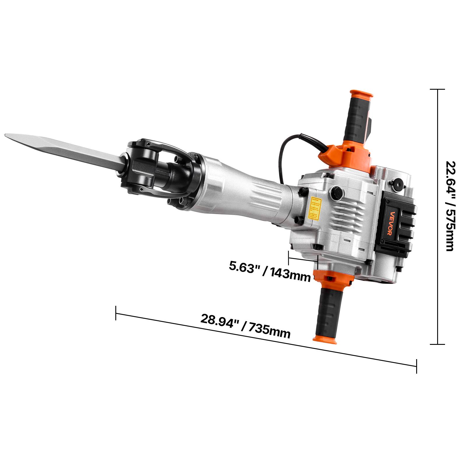 5.63" / 143mm  
28.94" / 735mm  
22.64" / 575mm