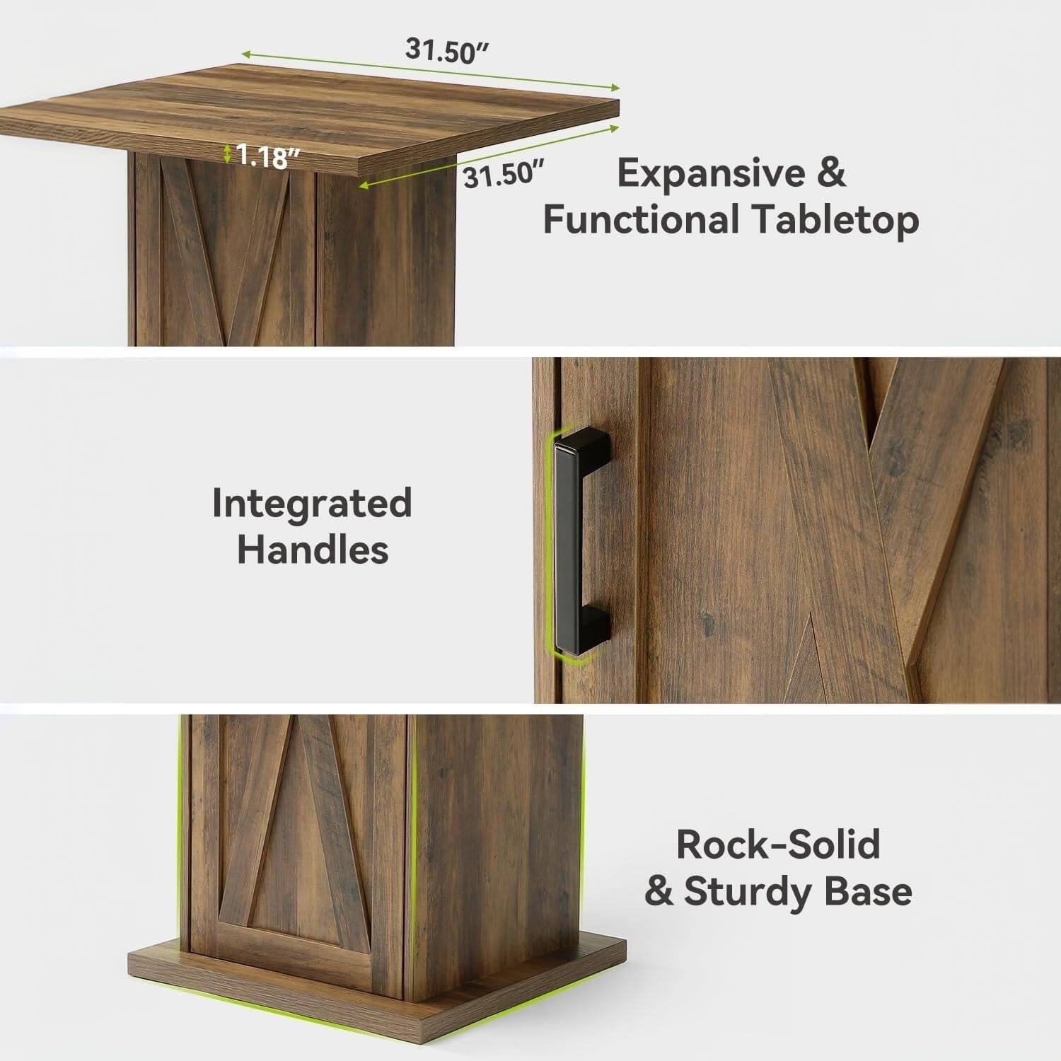 31.50"  
1.18"  
Expansive & Functional Tabletop  
Integrated Handles  
Rock-Solid & Sturdy Base