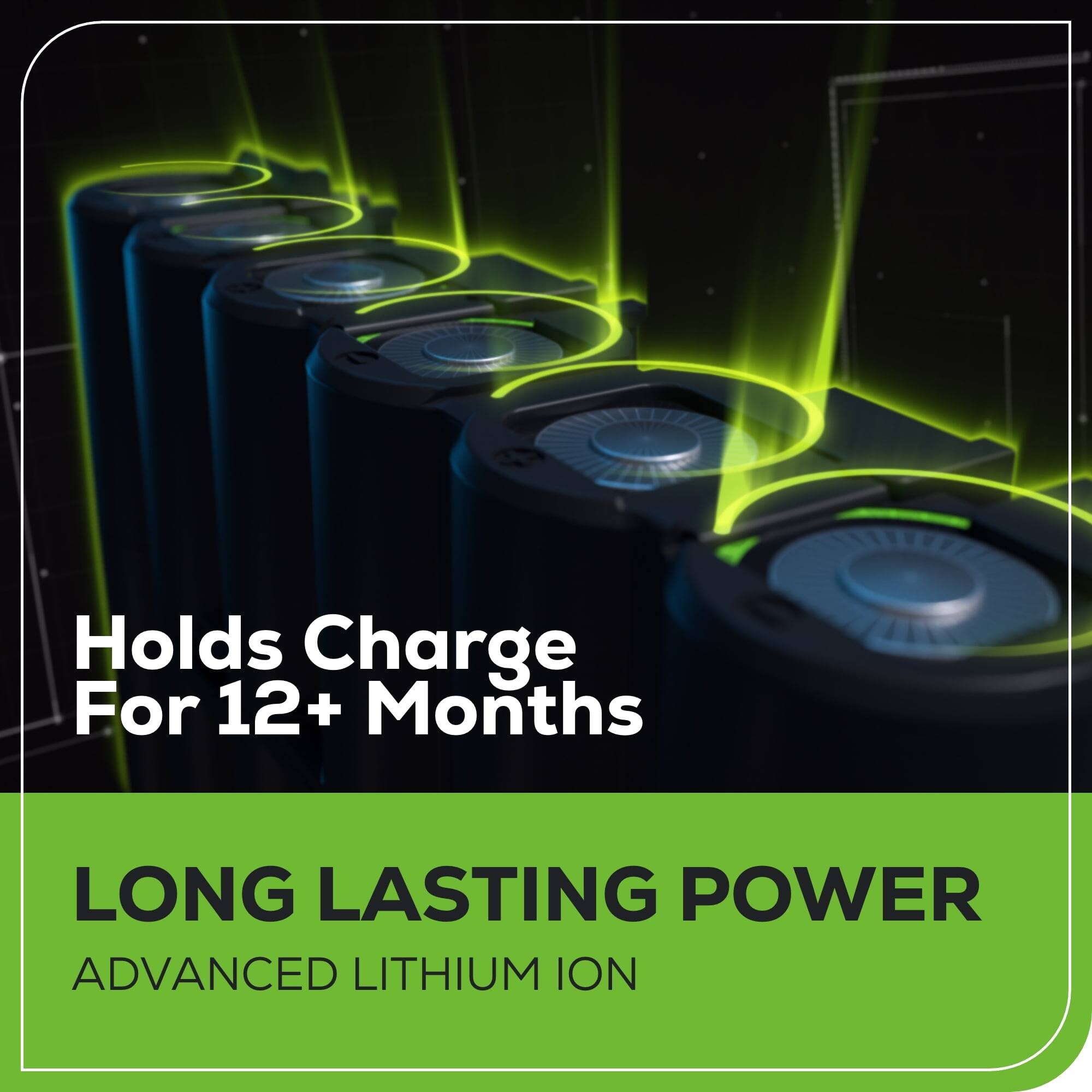 Holds Charge For 12+ Months

LONG LASTING POWER

ADVANCED LITHIUM ION