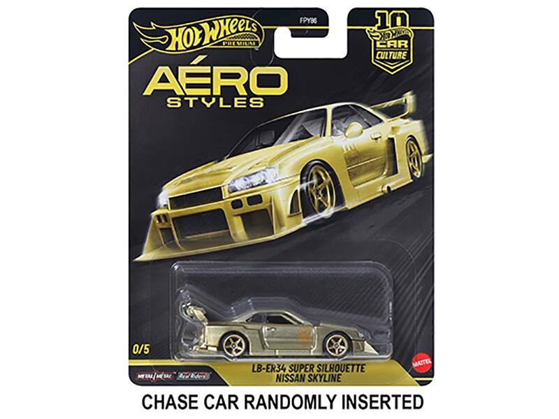 FPY86 Hot Wheels Premium Aero Styles 10 X Car Culture 0/5 LB-ER34 Super Silhouette Mattel Red Nissan Skyline Chase Car Randomly Inserted