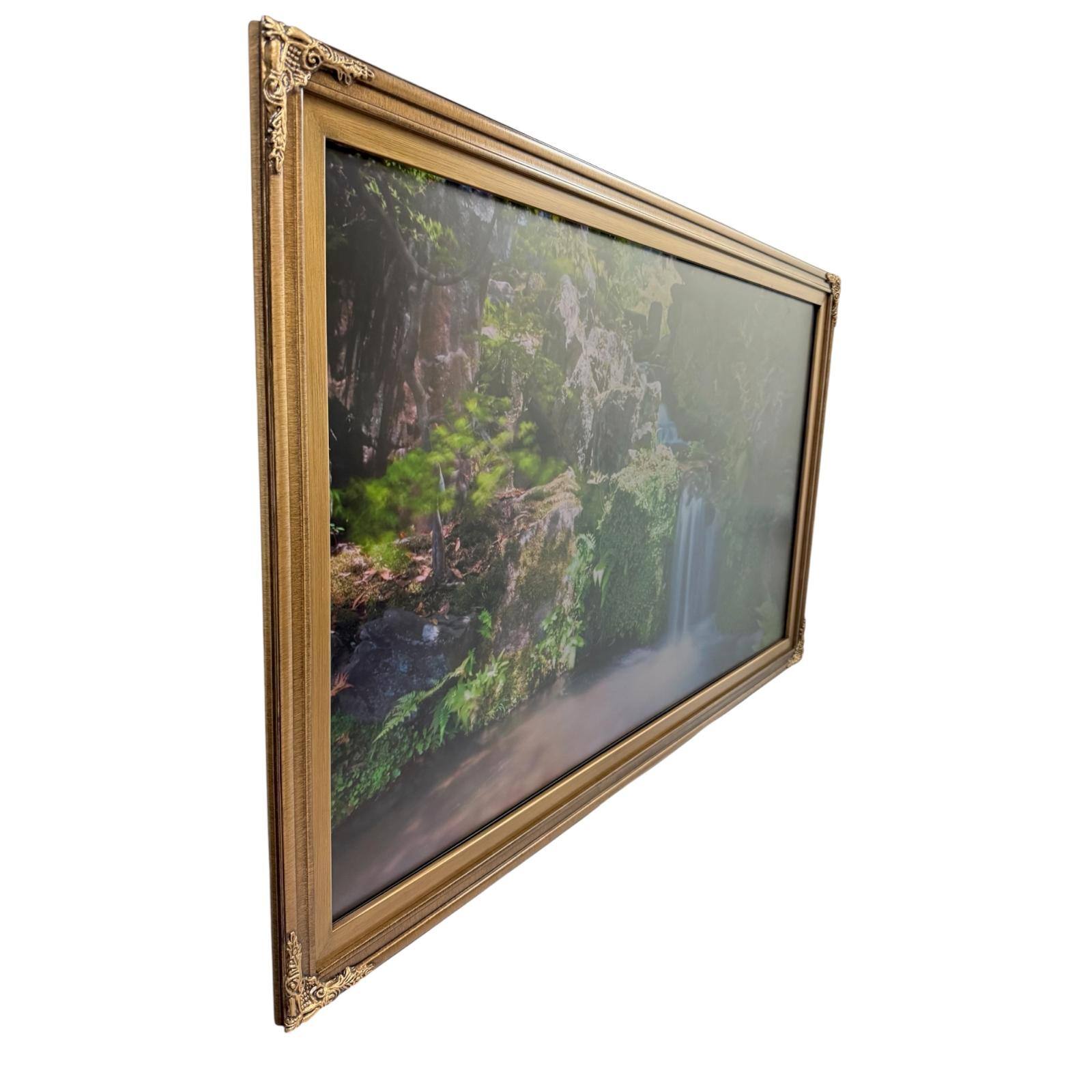 Angle. LAREDO FRAME FACTORY - 55 inch Hisense Canvas TV Frame, Canvas TV by Hisense - BRUSHED GOLD.