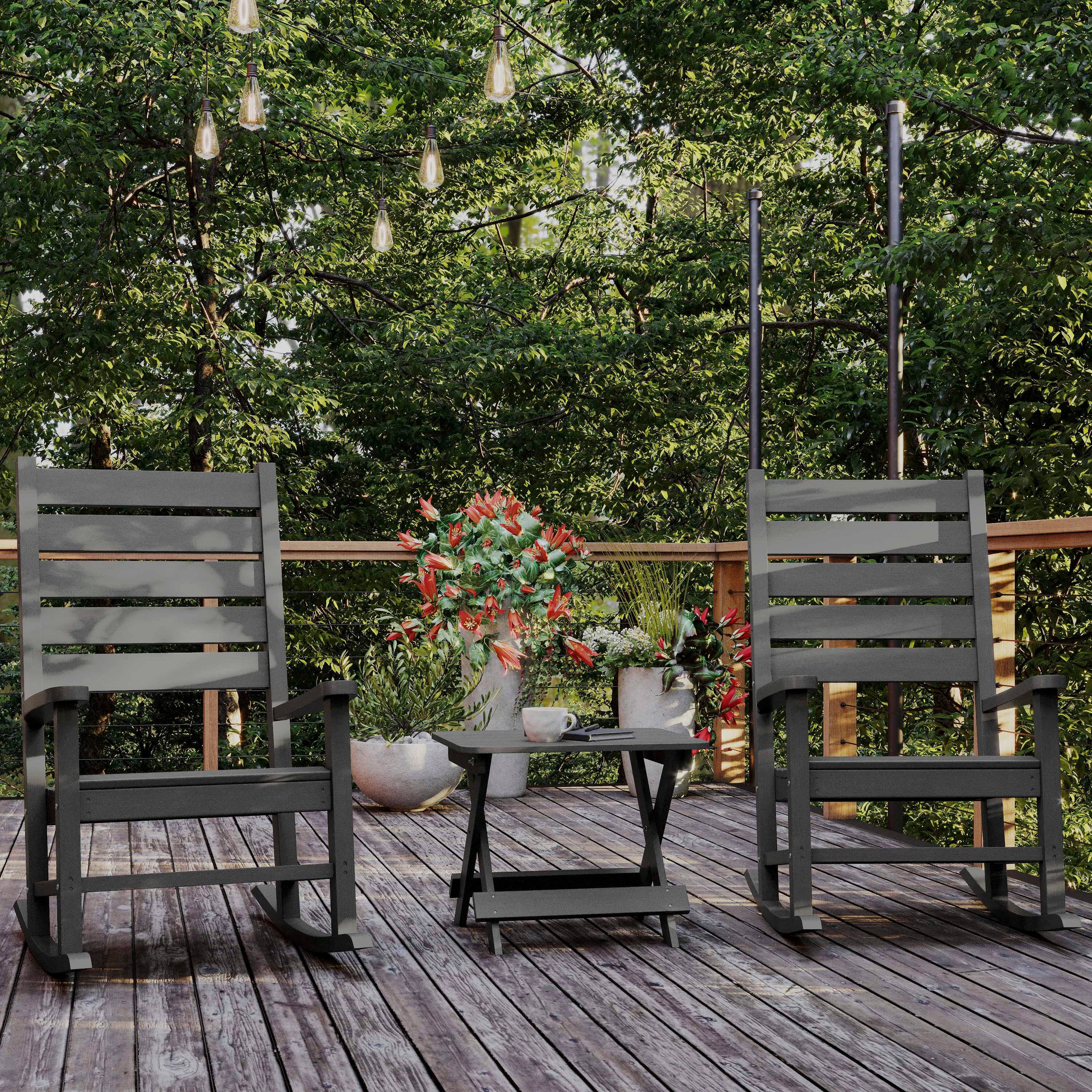 Alt View 3. Flash Furniture - Halifax Outdoor Folding Side Table, Portable All-Weather HDPE Adirondack Side Table in Gray - Gray.