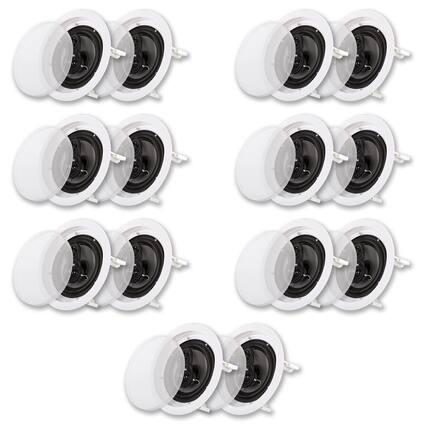 Front. Acoustic Audio by Goldwood - CS-IC63 in Ceiling 6.5" Speaker 7 Pair Pack 3 Way Home Theater Flush Mount - Paintable White.