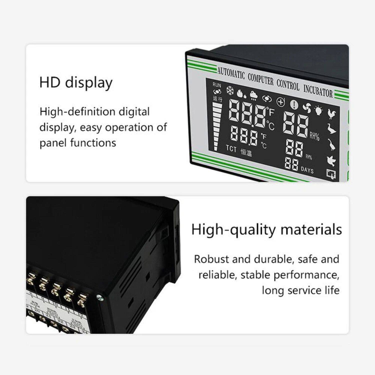 **HD display**  
High-definition digital display, easy operation of panel functions

**High-quality materials**  
Robust and durable, safe and reliable, stable performance, long service life