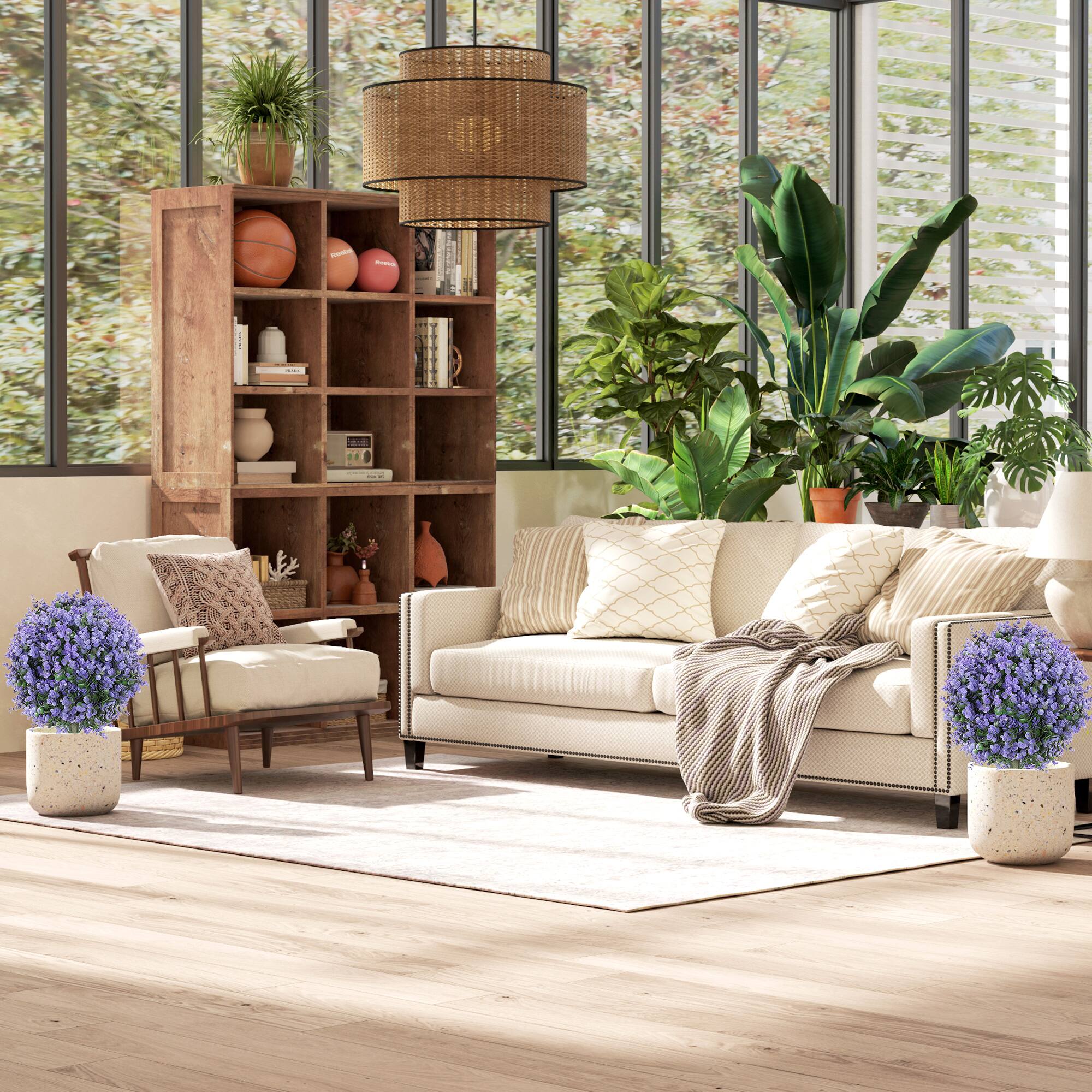 Alt View 7. Homcom - Pack 1.3ft Artificial Ball Eucalyptus Topiary with Ground Stake - Purple.