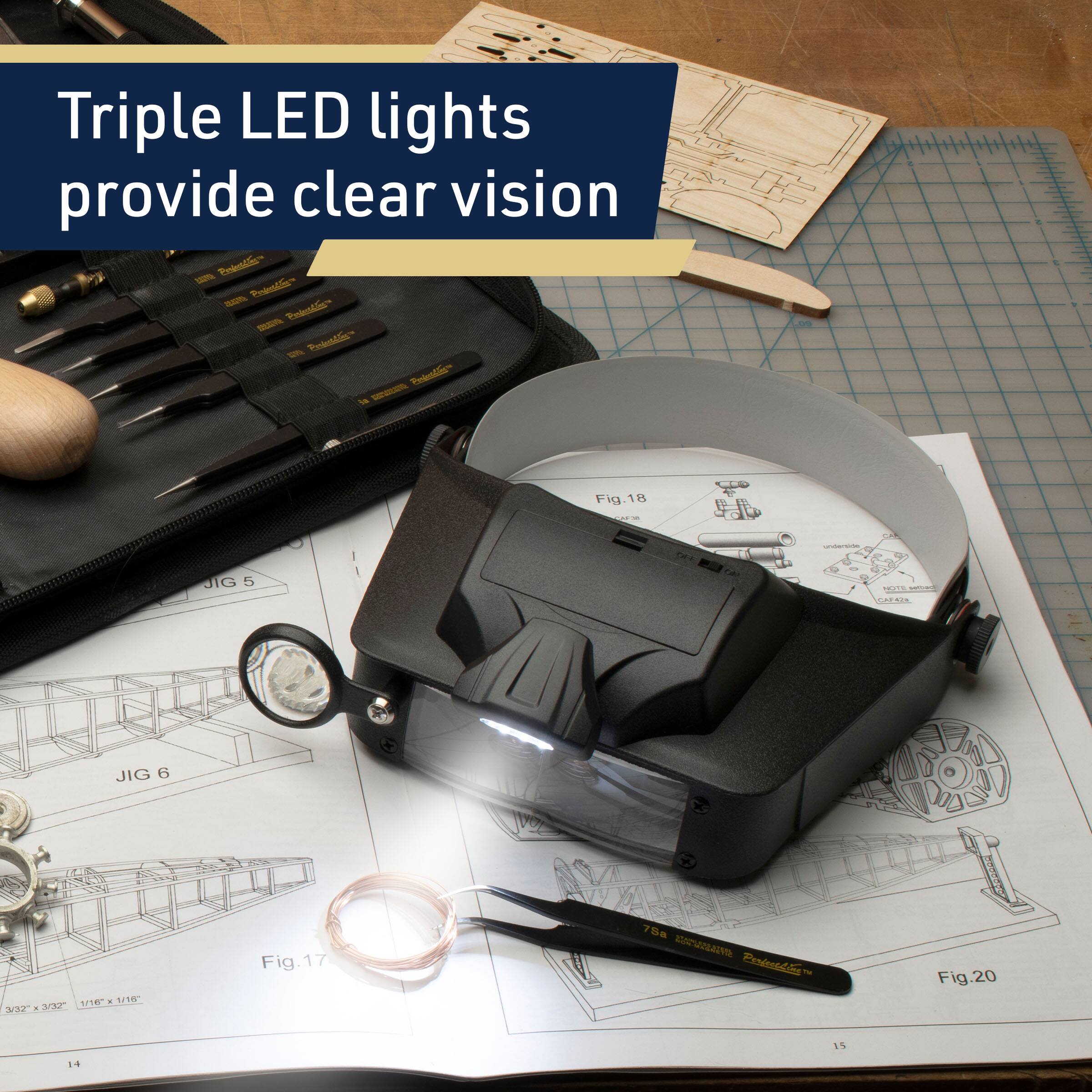 Triple LED lights provide clear vision