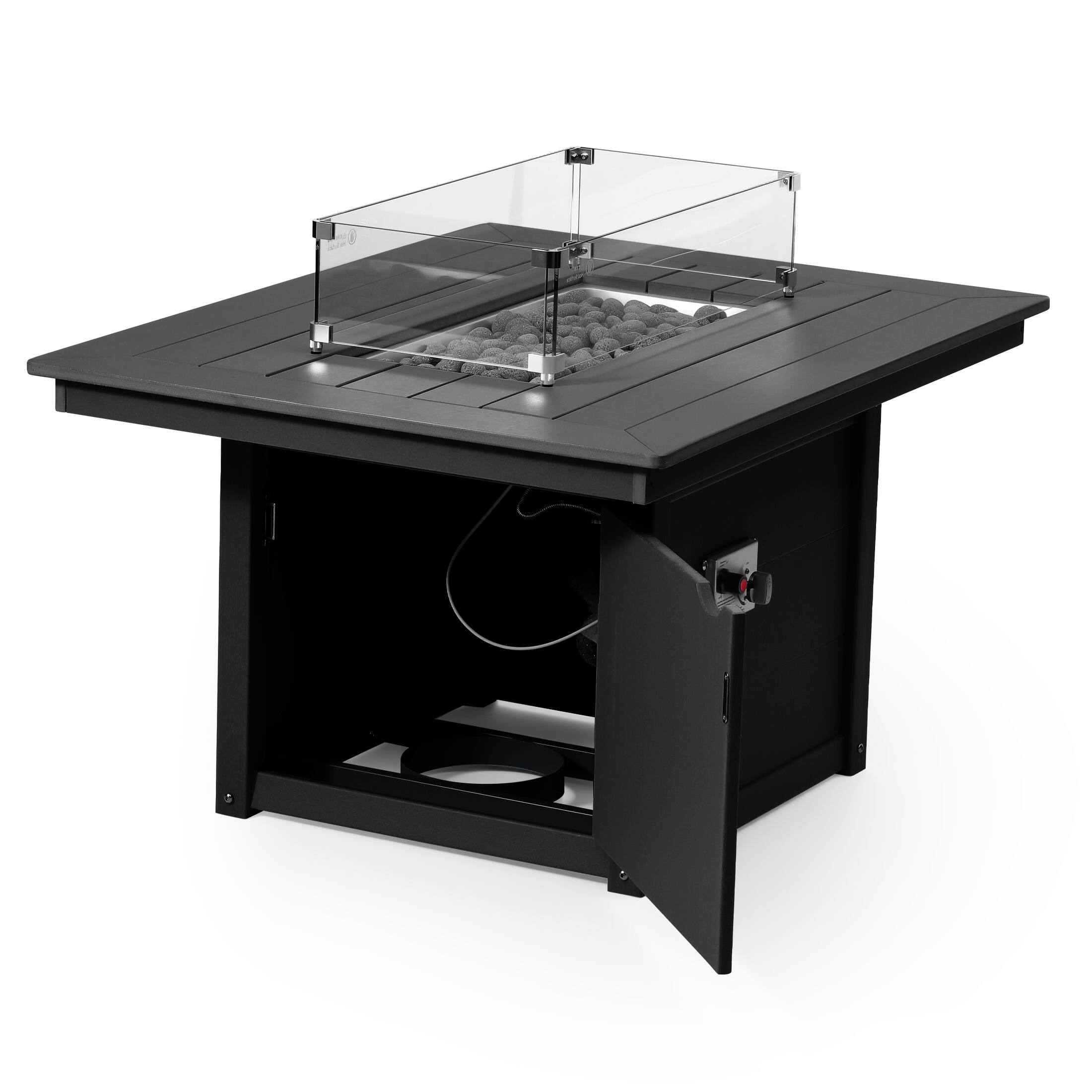 Left. WestinTrends - WestinTrends Helios 46" Modern Outdoor 55,000 BTU Patio Gas Propane Rectangle Deck Fire Pit Table - Black.