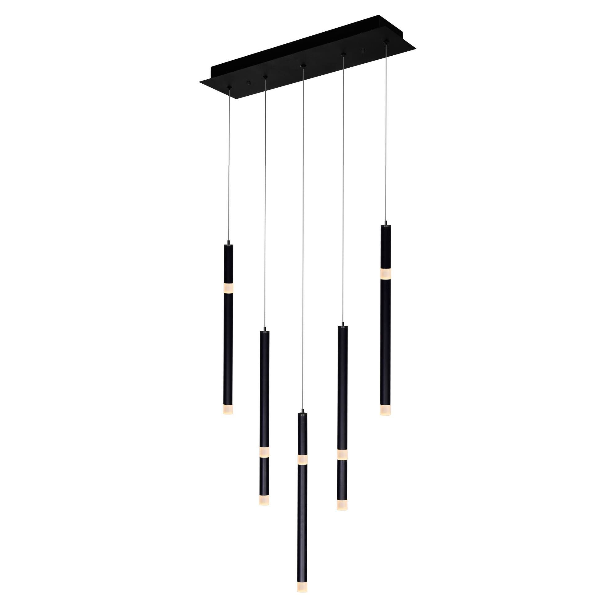 CWI Lighting - Flute 5 Light LED Chandelier With Finish - Black