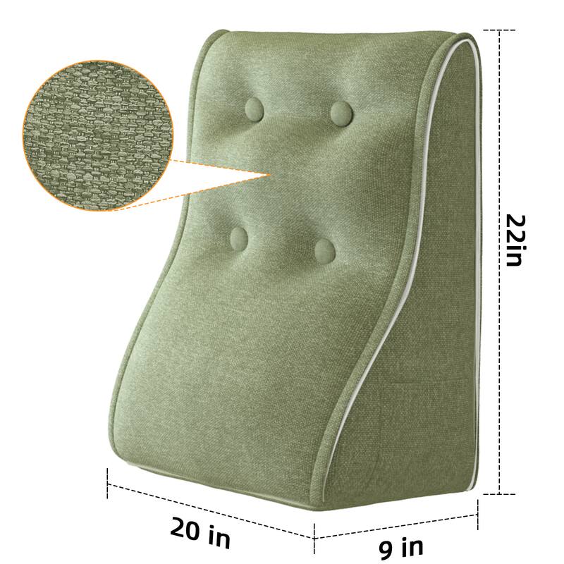 Left. wowmax - Triangular Wedge Pillow for Sitting in Bed - PP Cotton Support Pillow for Neck, Back Pain & Snoring, Green - Green.