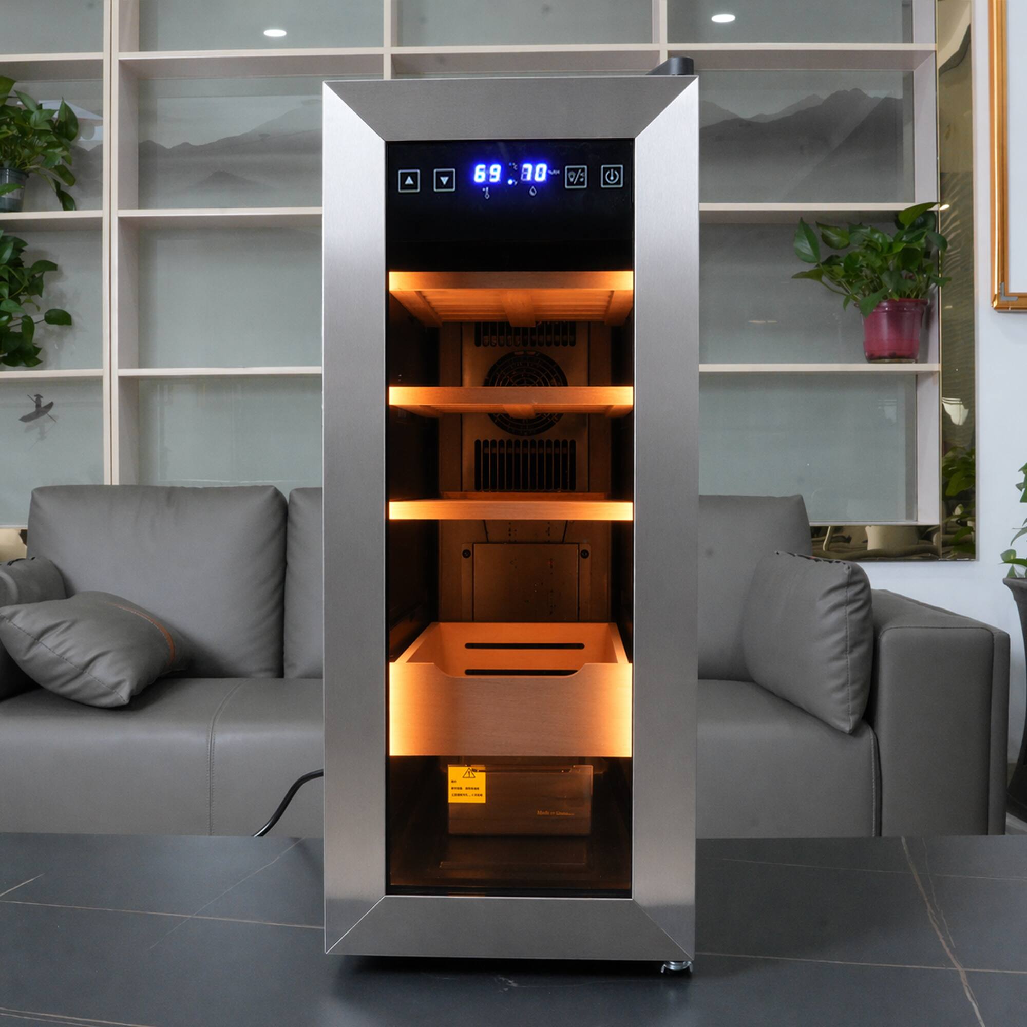 Alt View 8. KingChii - KingChii 35L Thermoelectric Cigar Humidor, 200-Cigar Electric Cabinet with Temp & Humidity Control - Silver.