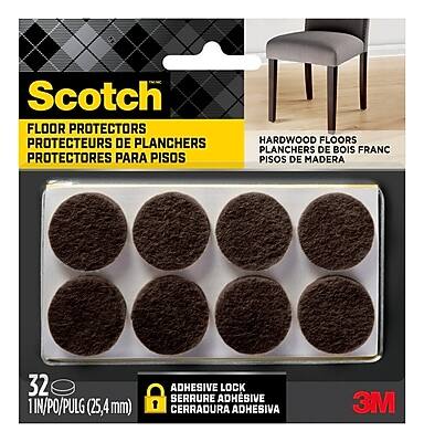 Scotch - Round Felt Pads, 1", 32/Pack (SP822-NA) - Brown