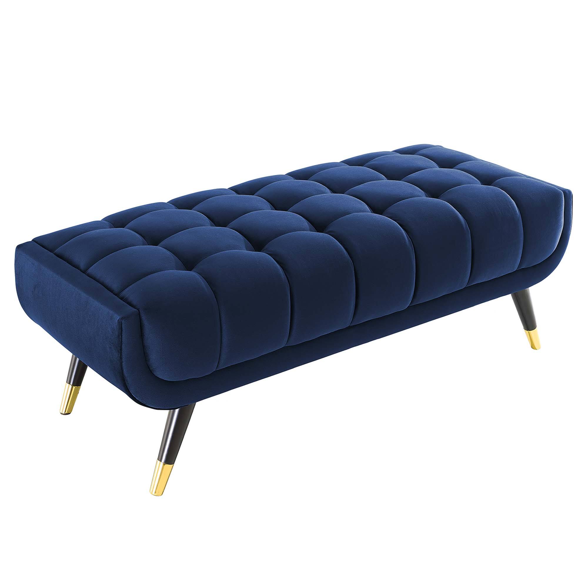 Alt View 4. Modway - Adept 47.5" Performance Velvet Bench by Modway - Midnight Blue.