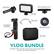 VLOG BUNDLE
Includes high-quality accessories and a hard case so you can record anywhere
- Microphone
- LED light
- Shoe extension mount (DSE4)
- Smartphone hand grip
- MC3 cable
- Bluetooth remote
- Hard case