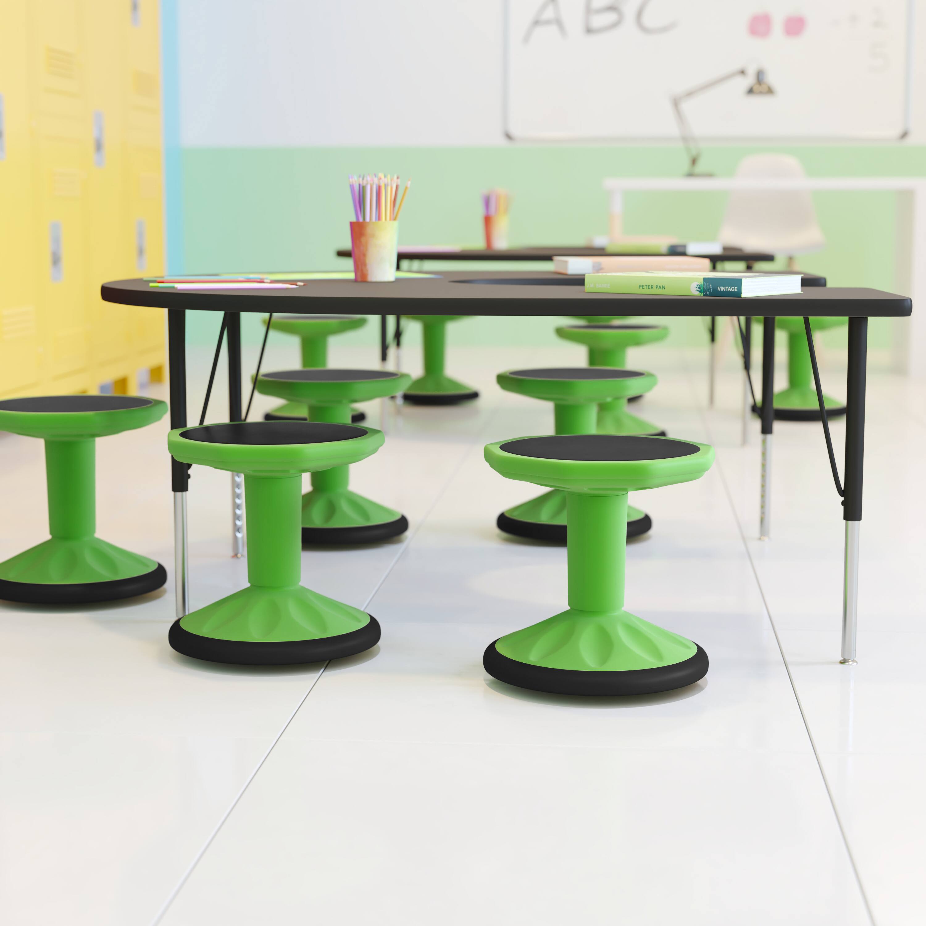 Alt View 3. Flash Furniture - Lucas Fixed Height Kids Flexible Active Stool for Classroom and Home with Non-Skid Bottom in Green, 14" Seat Height - Green.