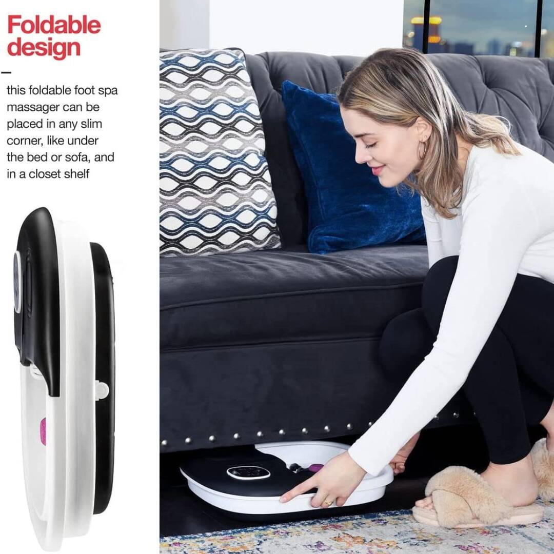 Foldable design

This foldable foot spa massager can be placed in any slim corner, like under the bed or sofa, and in a closet shelf.