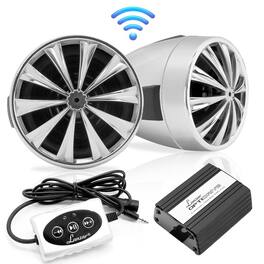 Lanzar - Motorcycle Speaker Amplifier - 700W Weatherproof System w/Two 3" Waterproof Speakers, AUX IN - Silver