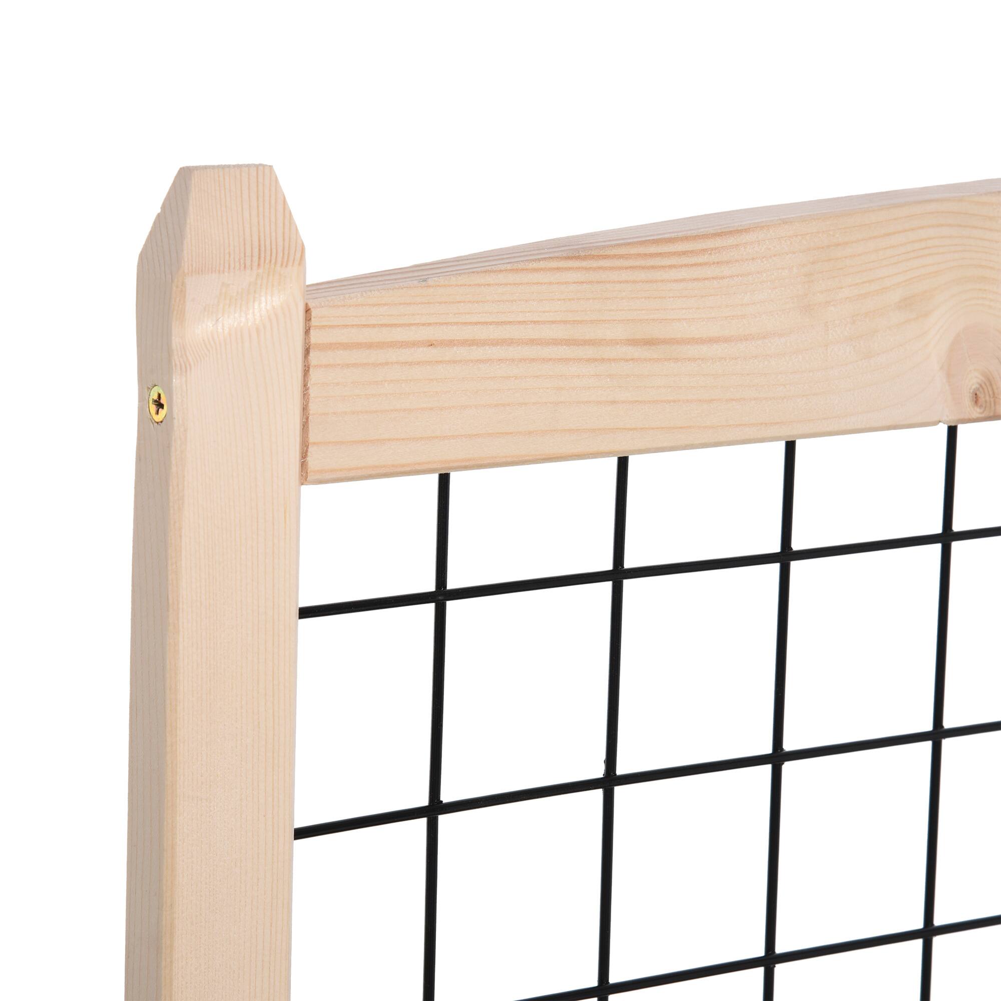 Alt View 8. Outsunny - 3-Tiers Raised Garden Bed with Trellis, 53" H Vertical Planter Box with Wheels & Back Storage Area, for Flowers - Natural Wood.