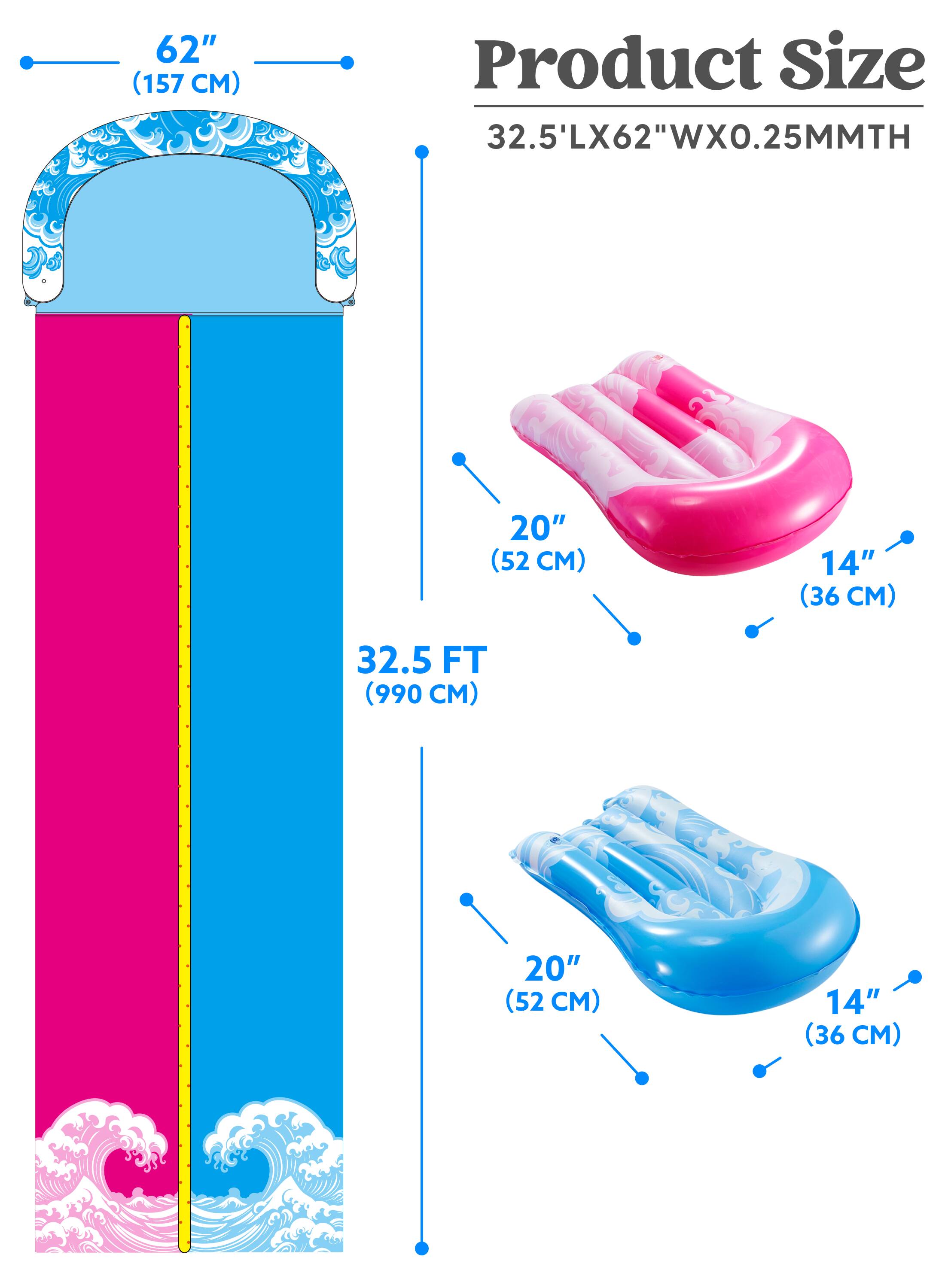 62" (157 CM)  
Product Size  
32.5'LX62"WX0.25MMTH  
20" (52 CM)  
14" (36 CM)  
32.5 FT (990 CM)  
20" (52 CM)  
14" (36 CM)