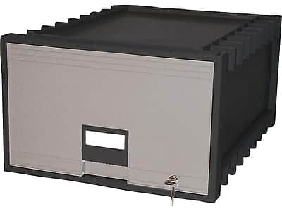 Storex - Stackable Storage Drawer, Plastic - Black/Gray