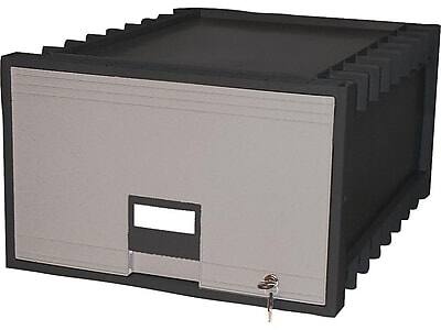 Front. Storex - Stackable Storage Drawer, Plastic - Black/Gray.