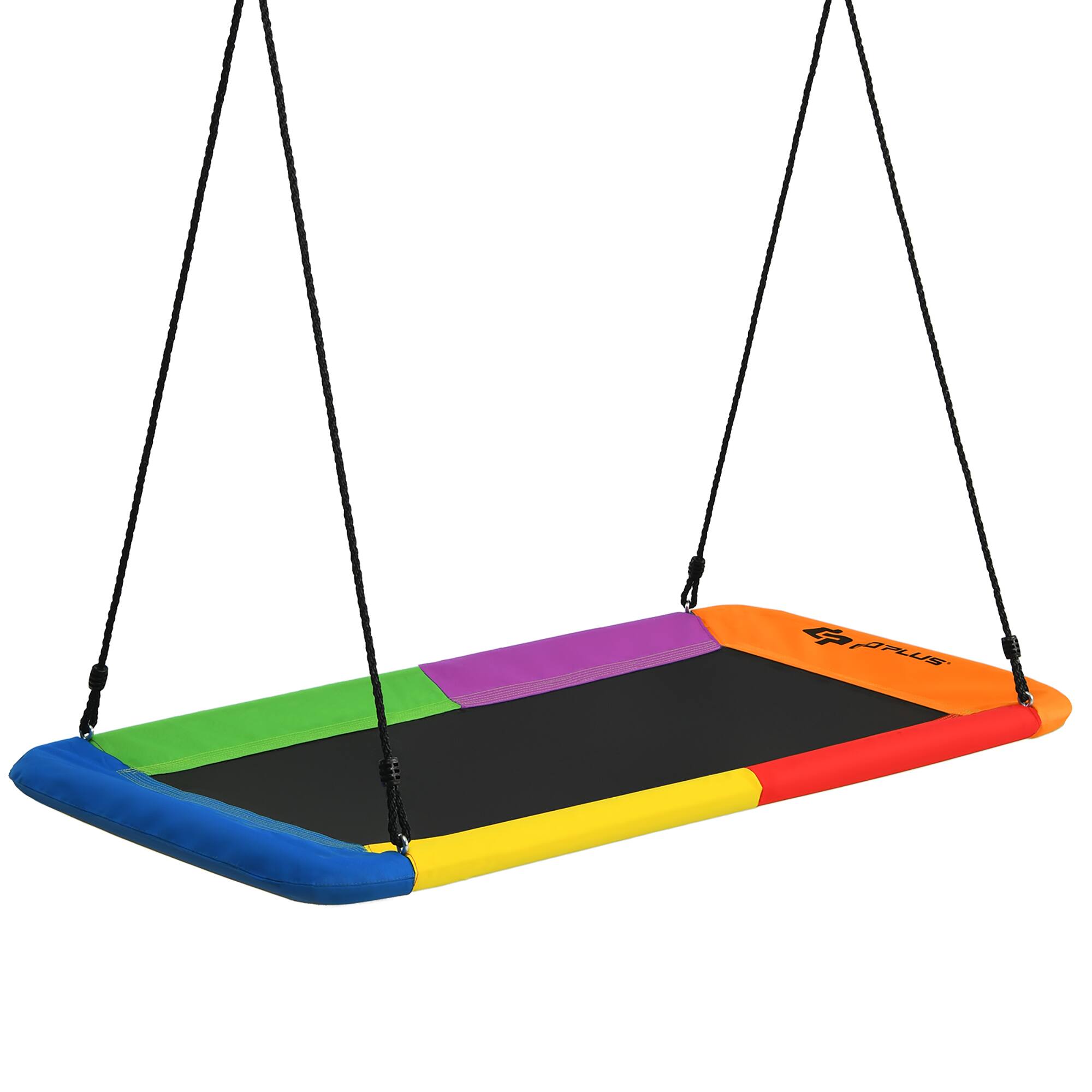 Alt View 7. GOPLUS - Goplus 700lb Giant 60" Platform Tree Swing Outdoor w/ 2 Hanging Straps - Multi-Color.