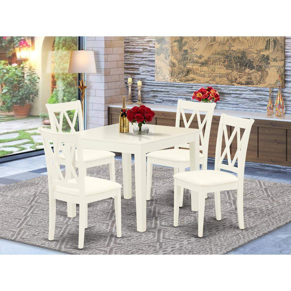 Left. East West Furniture - Dining Room Set Linen White - Brown.