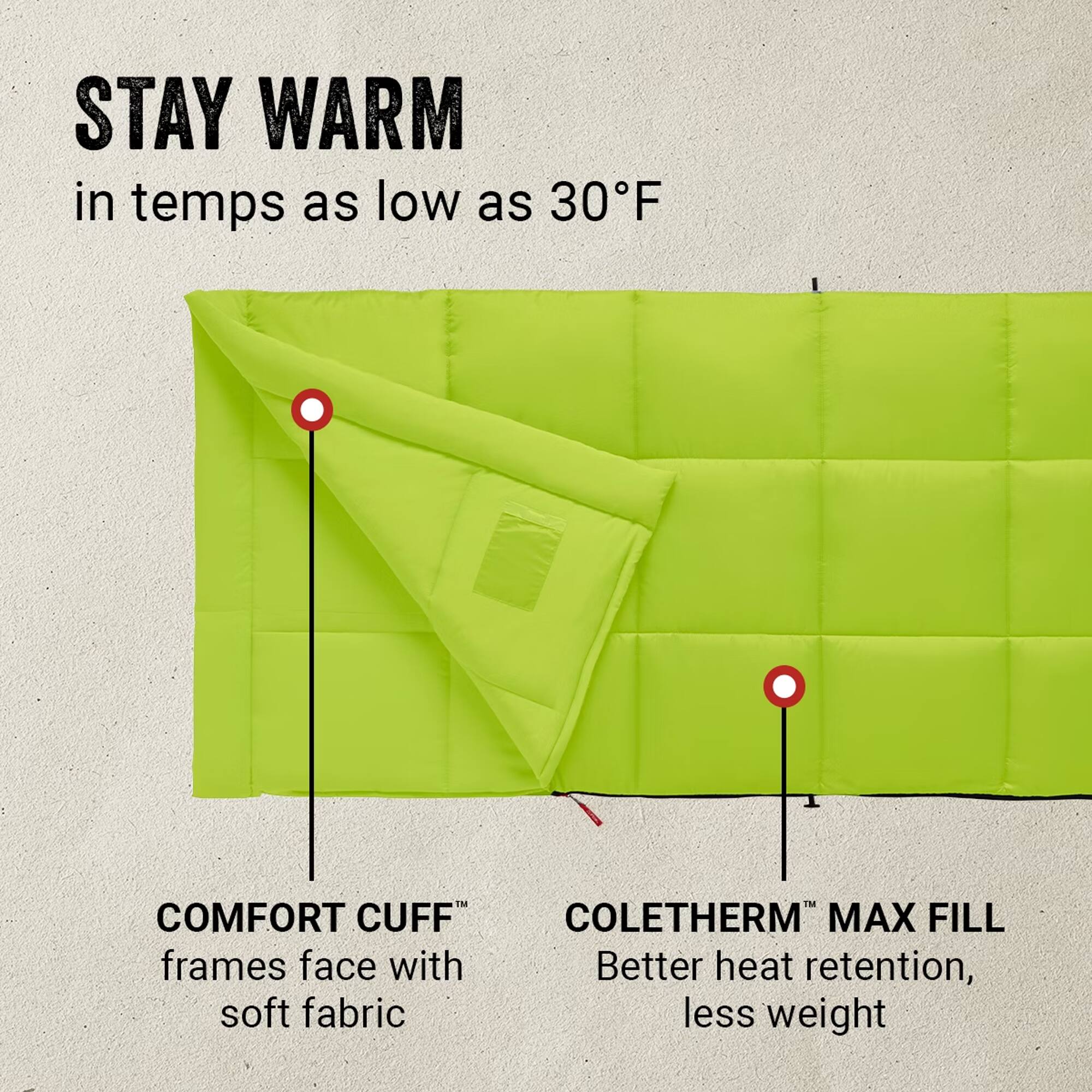 Coleman Kompact 30°F Adult Sleeping Bag with Heat Retention and ...
