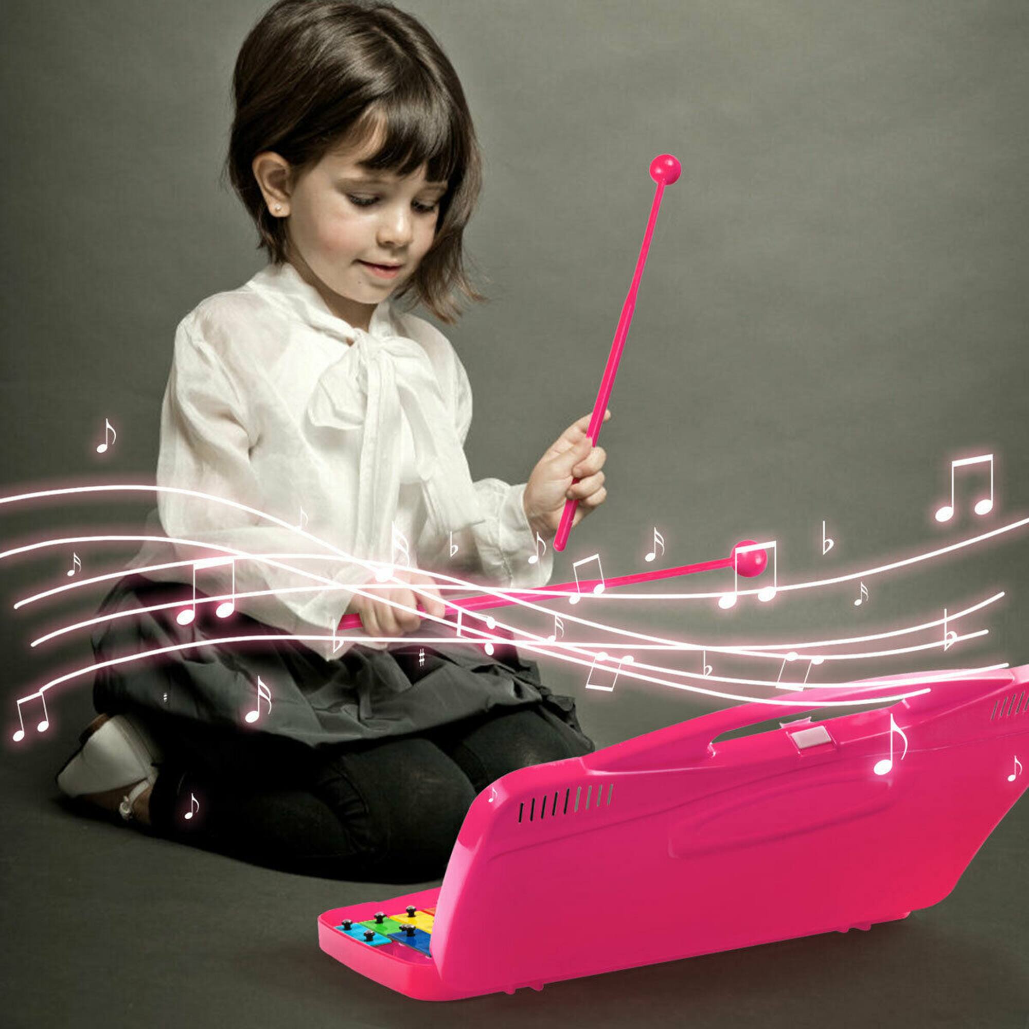 Alt View 1. Costway - Costway 25 Notes Kids Glockenspiel Chromatic Metal Xylophone w/ Pink Case and 2 Mallets - Pink.