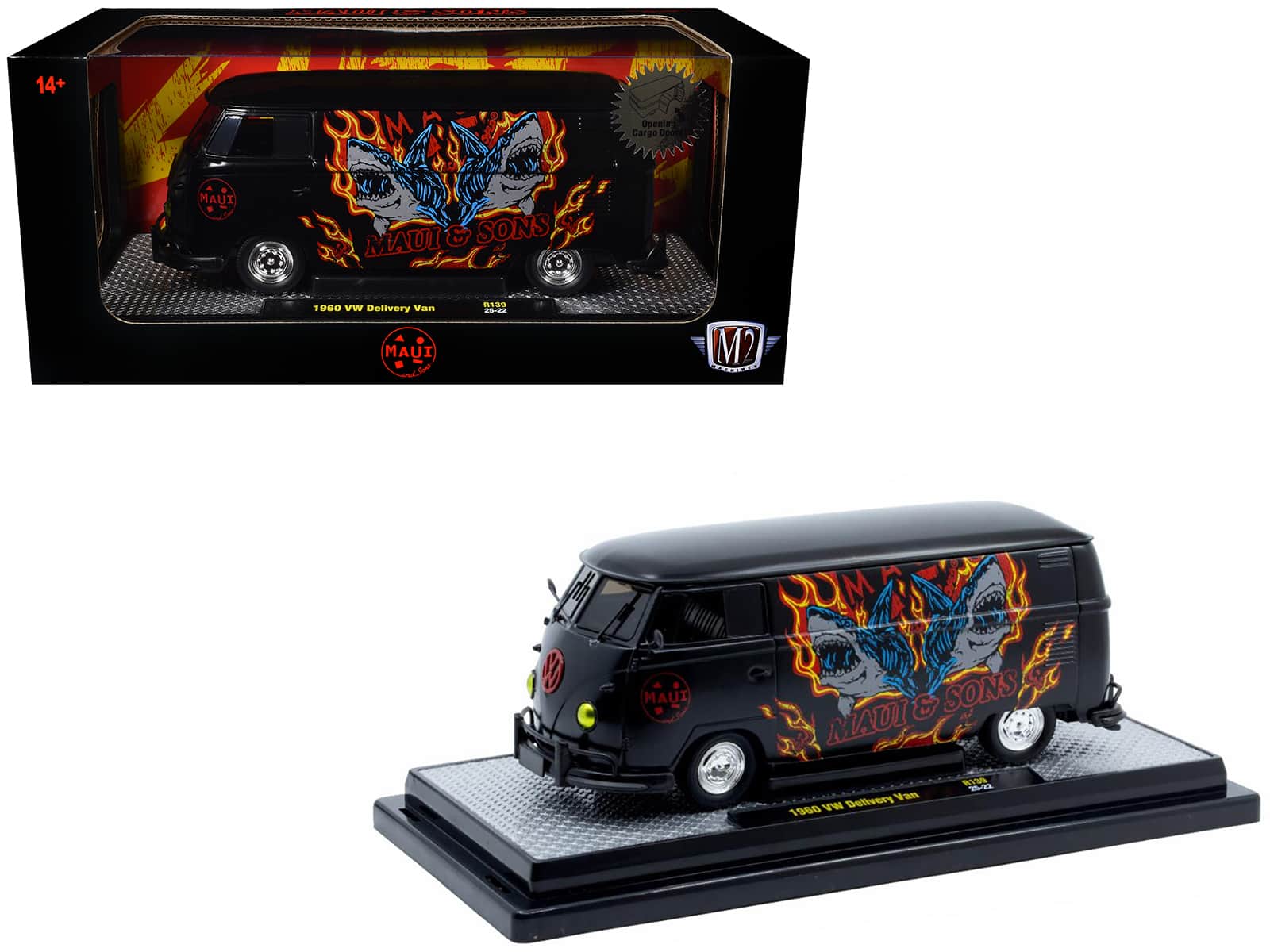 "1960 Volkswagen Delivery Van ""Maui & Sons"" Black with Graphics Limited Edition 1/24 Diecast Model Car by M2 Machines" price history on PriceWatchPro