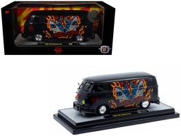 1960 Volkswagen Delivery Van "Maui & Sons" Black with Graphics Limited Edition 1/24 Diecast Model Car by M2 Machines