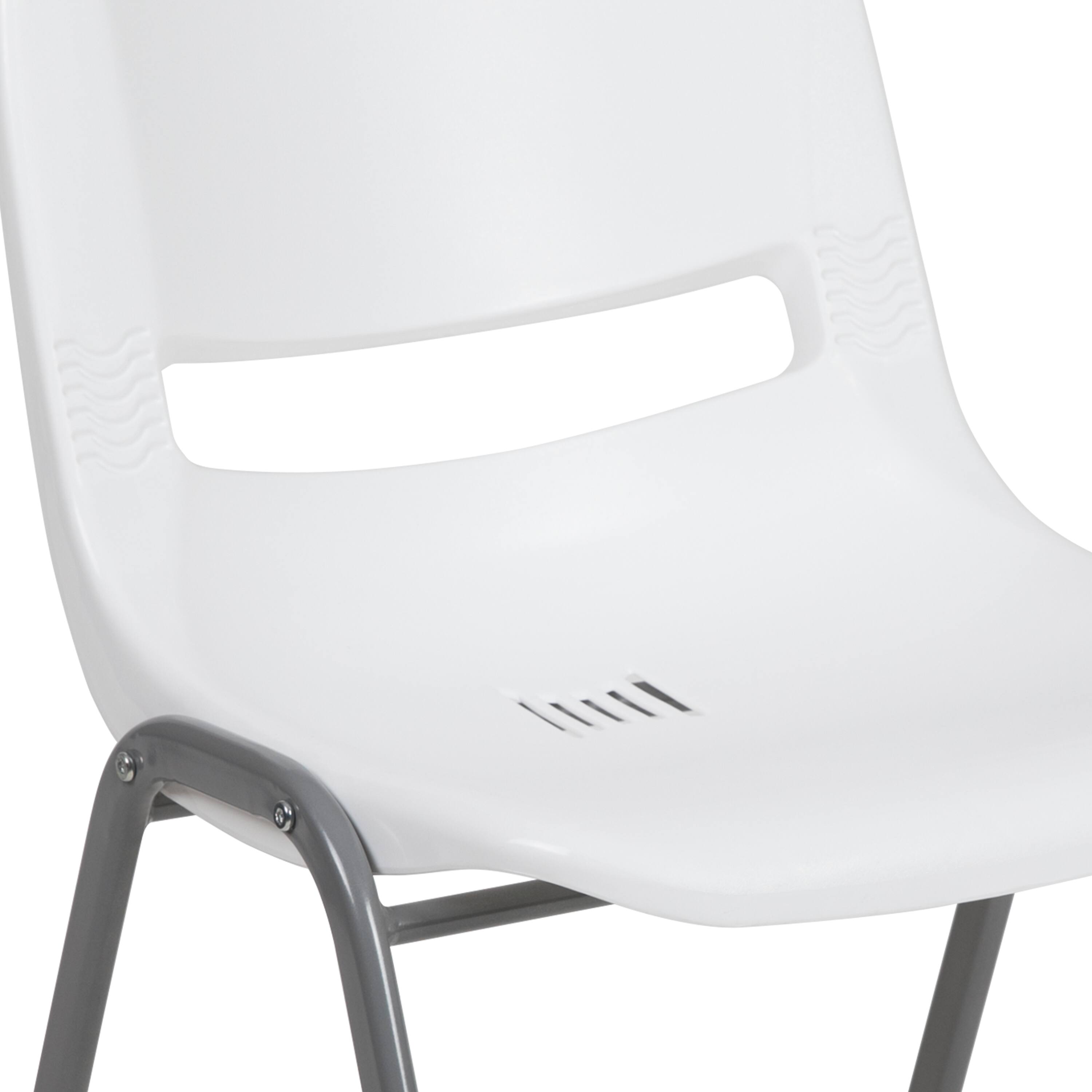Alt View 10. Emma + Oliver - Ergonomic Shell Student Stack Chair - Classroom Chair / Office Guest Chair - White.