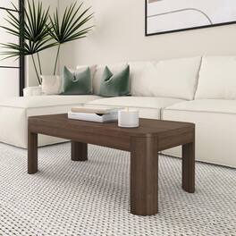 Plank+Beam - Modern Rounded Rectangular Coffee Table (40in x 20in / 1020mm x 510mm) - Walnut