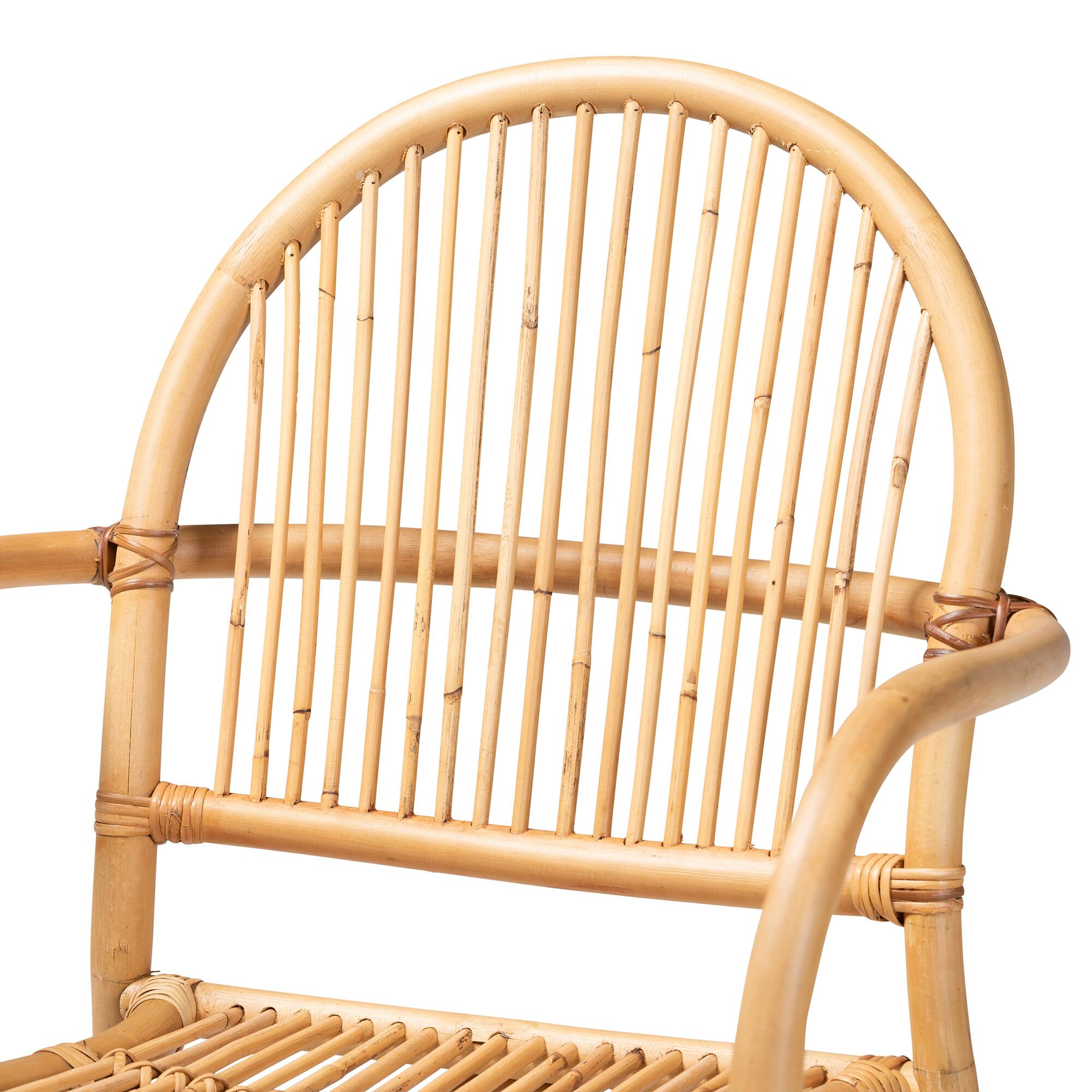 Alt View 1. bali & pari - Tugera Modern Bohemian Natural Rattan Counter Stool - Natural Brown.