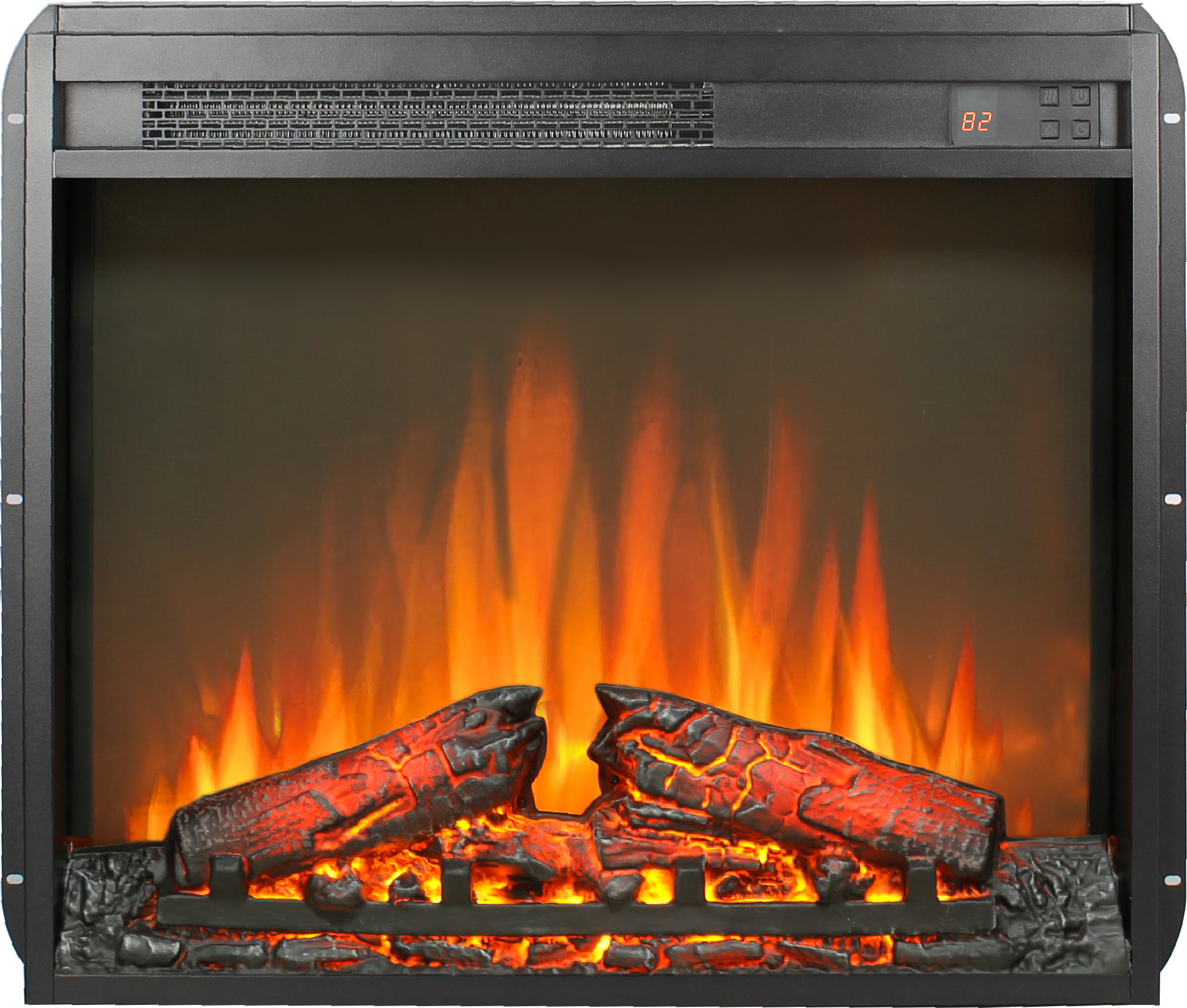 Aukfa - 23" Electric Fireplace Insert - Ultra Thin Heater with Realistic Log & Flame, Remote Control & Timer.